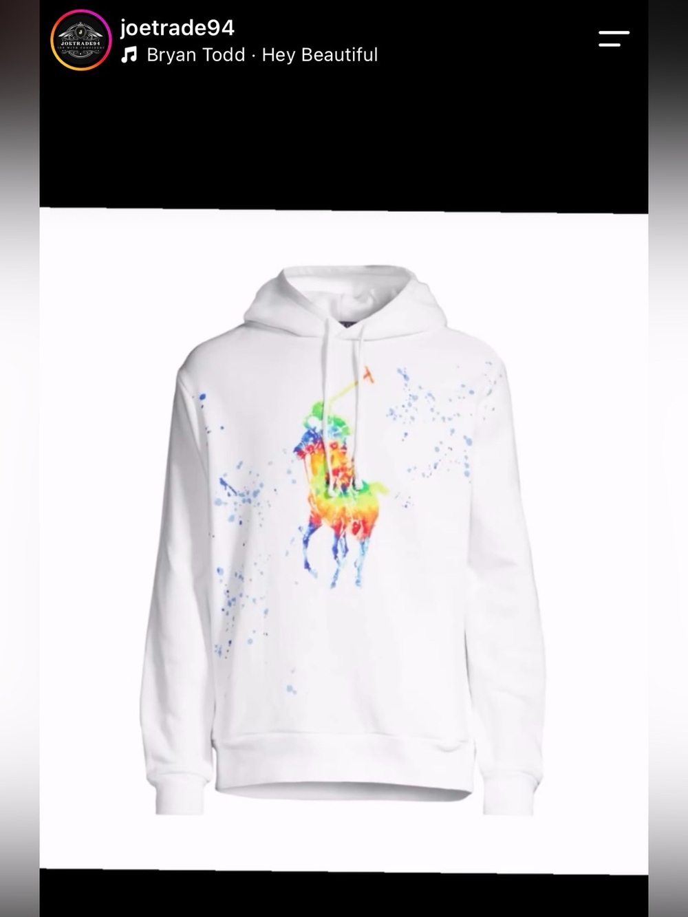 Polo by Ralph Lauren White Hoodie with Rainbow Polo Player Graphic